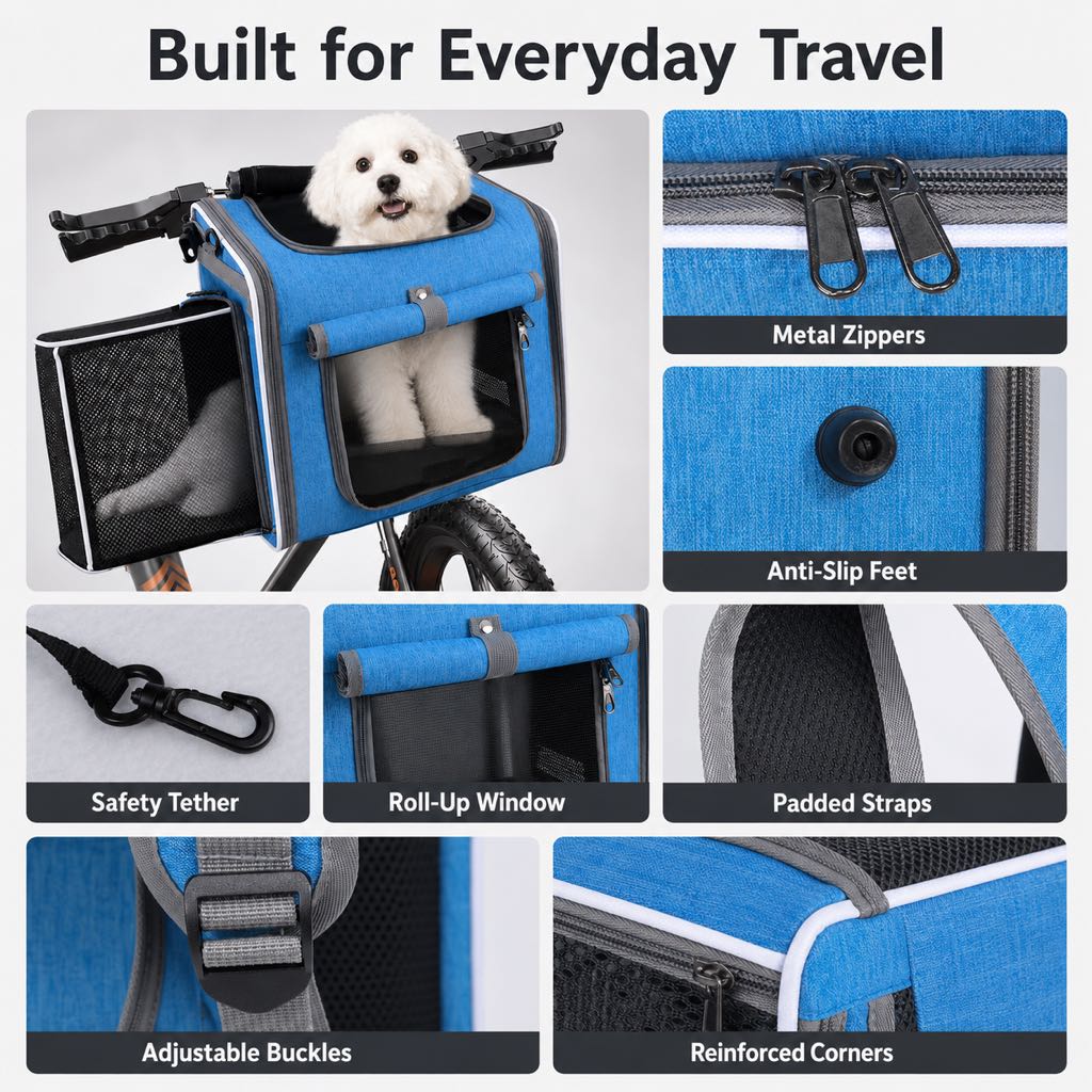 Bike Pet Carrier Backpack, Expandable 4-in-1 for Cats & Small Dogs