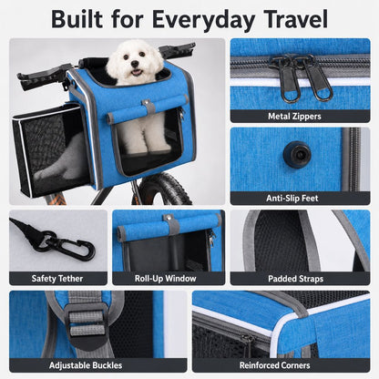 Bike Pet Carrier Backpack, Expandable 4-in-1 for Cats & Small Dogs