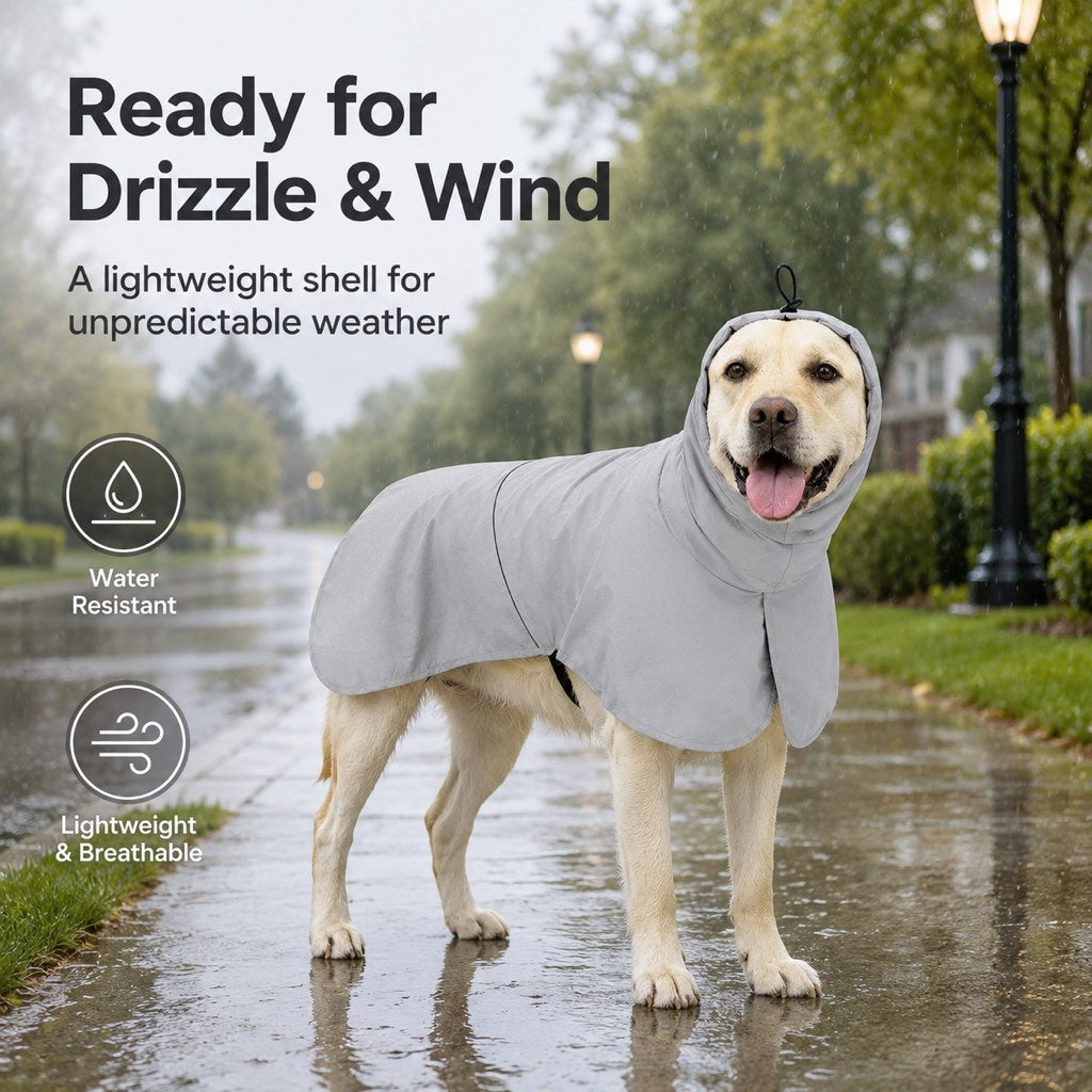 Dog Raincoat with Hood, Lightweight Sun & Rain Cape