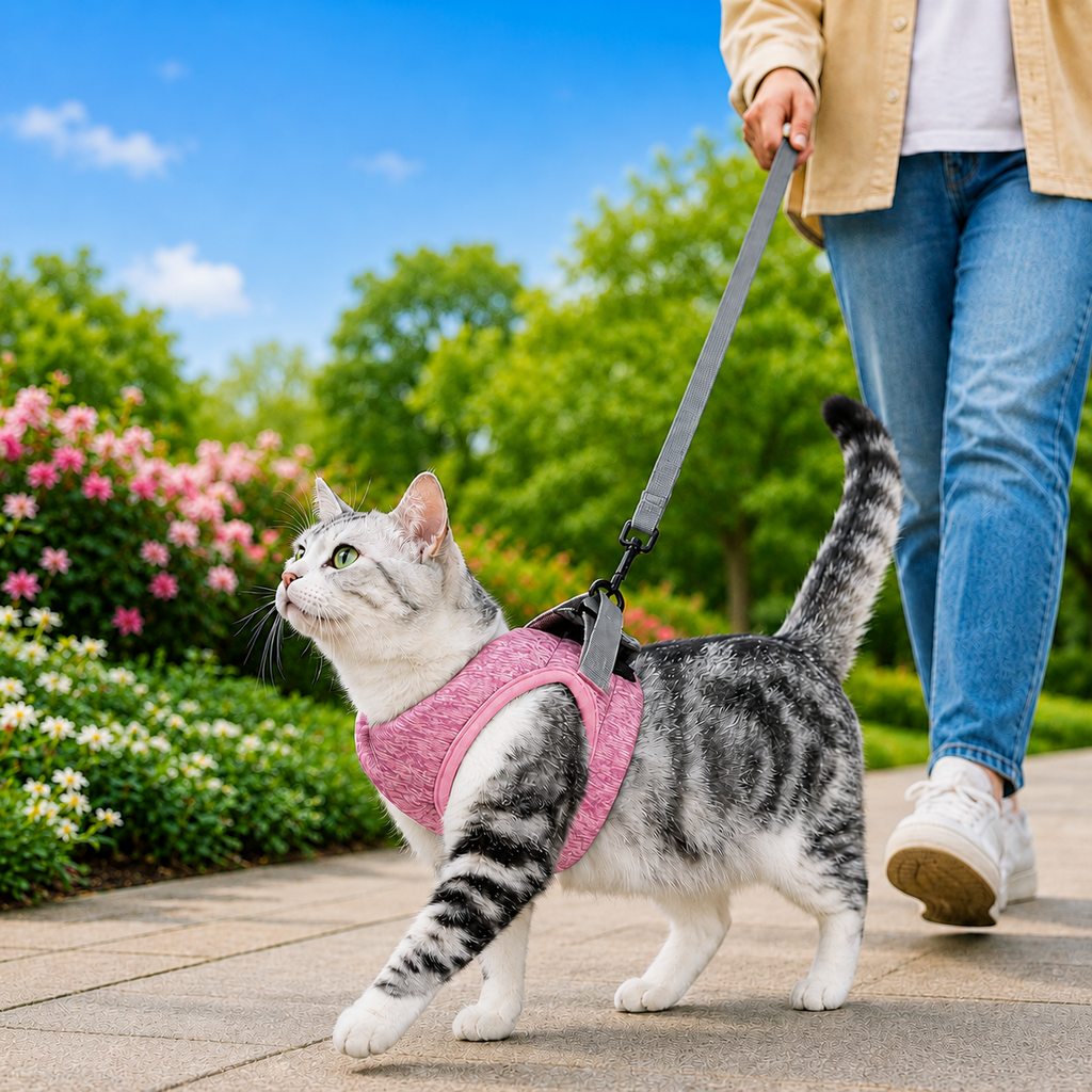 Cat Harness and Leash Set for Outdoor Walks, Lightweight