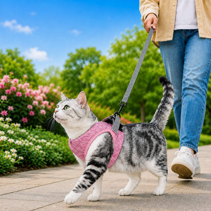Cat Harness and Leash Set for Outdoor Walks, Lightweight