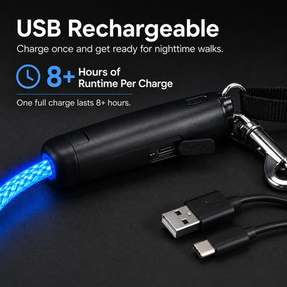 Light Up Dog Leash, USB Rechargeable LED for Night Walks