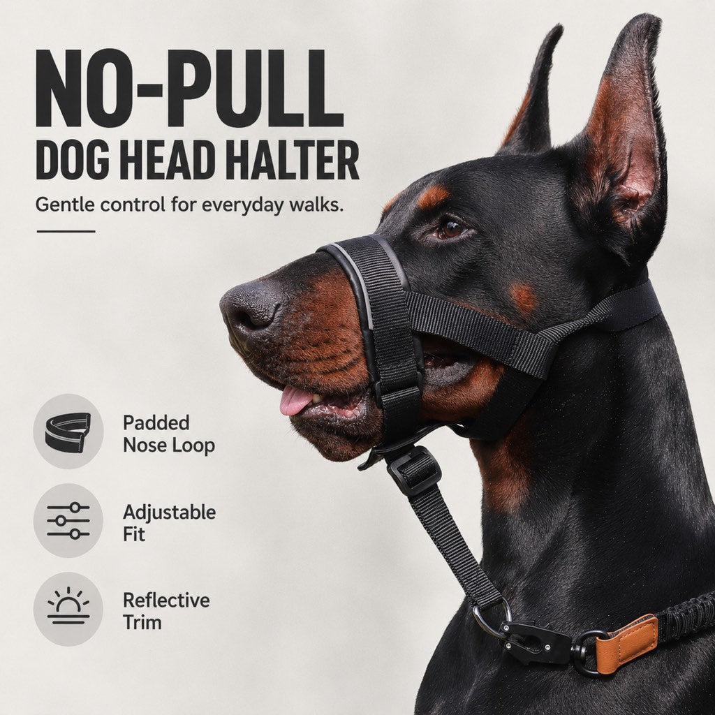 No Pull Dog Head Halter, Padded & Adjustable for Walks