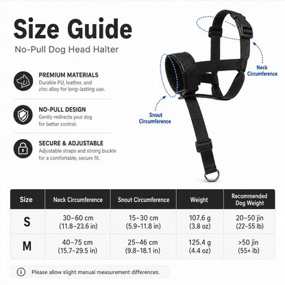 No Pull Dog Head Halter, Padded & Adjustable for Walks