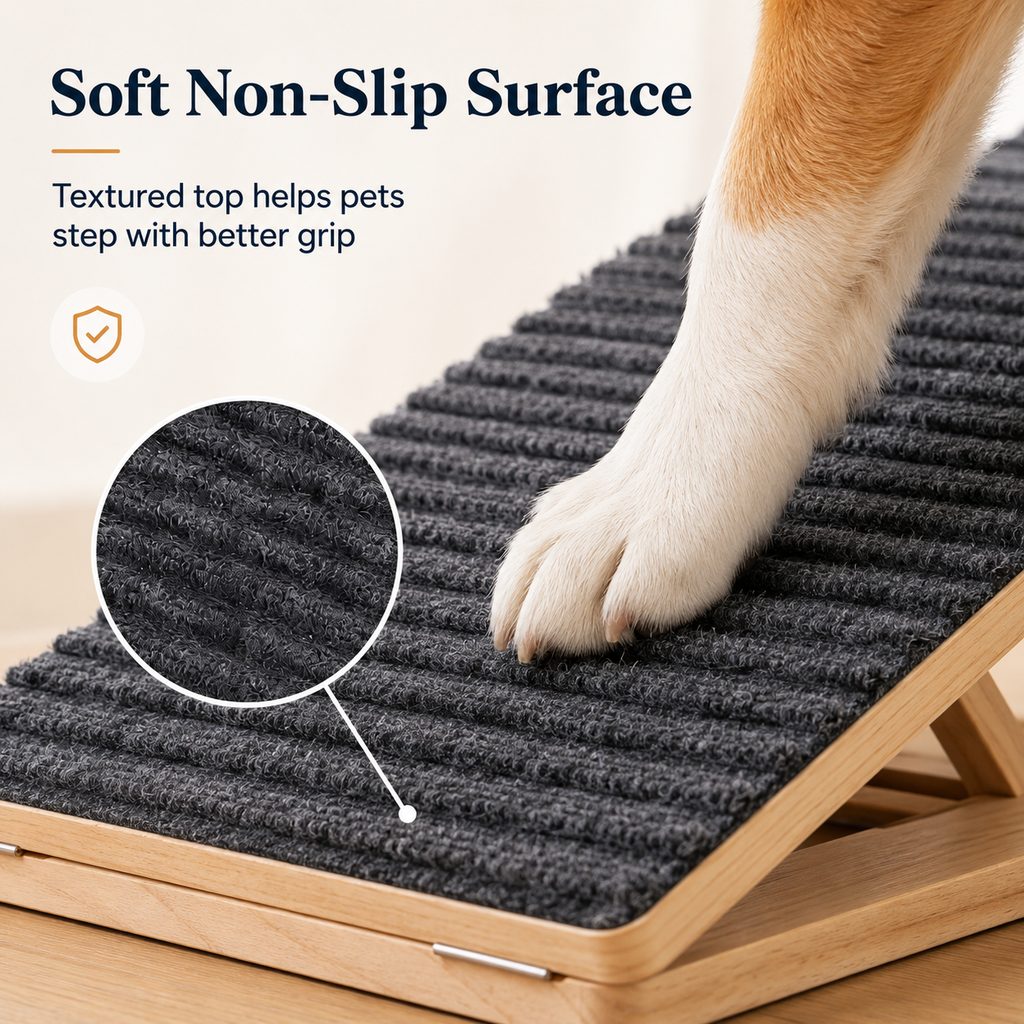 Dog Ramp for Bed & Couch, Foldable Wooden Pet Ramp