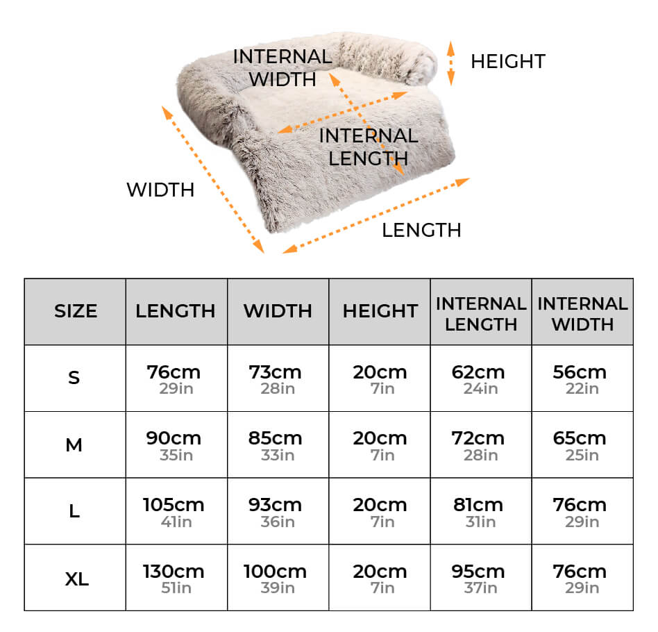 Calming Furniture Protector Dog Bed with Plush Fuzzy Backrest