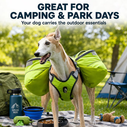 Dog Backpack for Hiking, Saddlebag Harness for Camping Trips