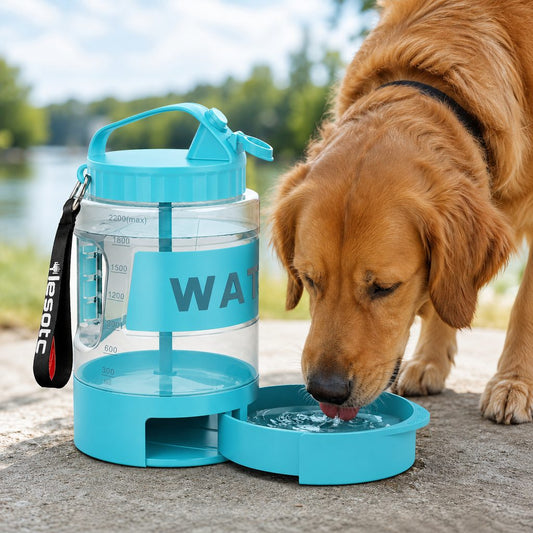 Dog Water Bottle for Hiking, 74 fl oz with Pull-Out Bowl