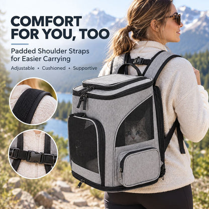 Cat Backpack Carrier, Expandable for Cats & Small Dogs