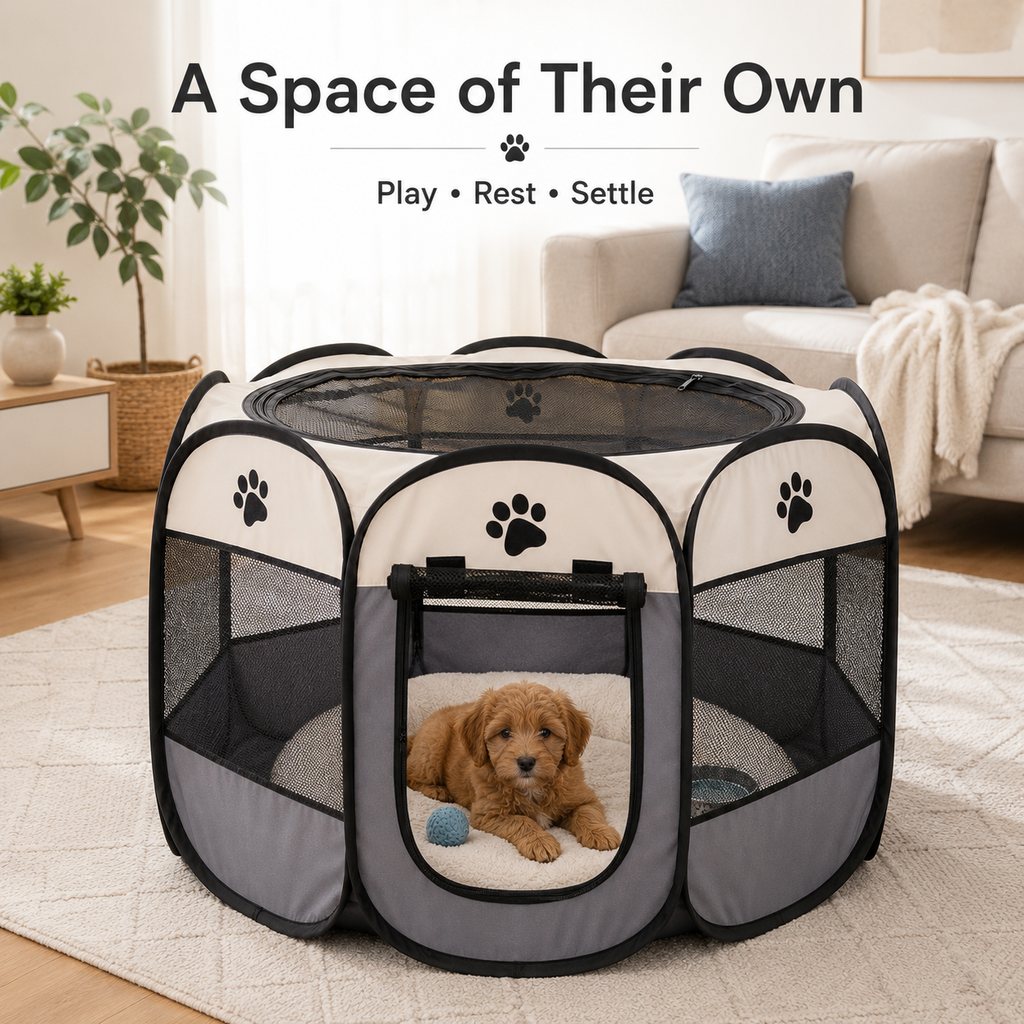 Portable Dog Playpen, Foldable with Carry Bag for Travel & Camping