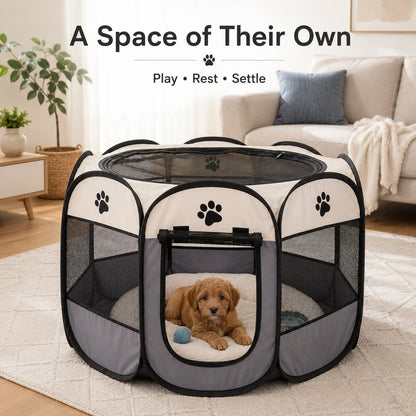 Portable Dog Playpen, Foldable with Carry Bag for Travel & Camping