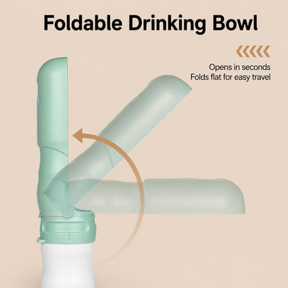 Portable Dog Water Bottle with Foldable Bowl & LED Light
