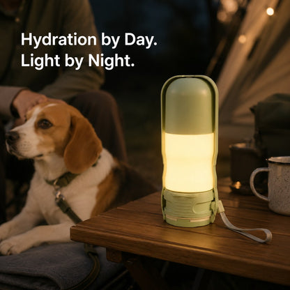 Portable Dog Water Bottle with Foldable Bowl & LED Light