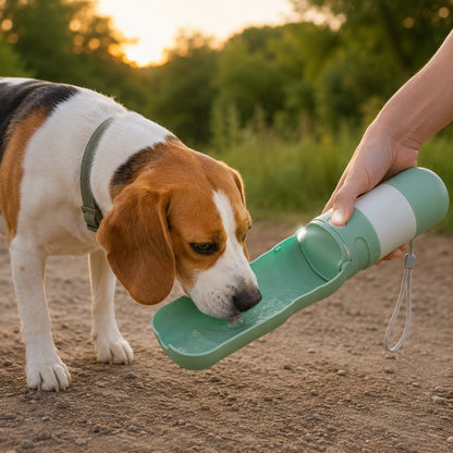 Portable Dog Water Bottle with Foldable Bowl & LED Light