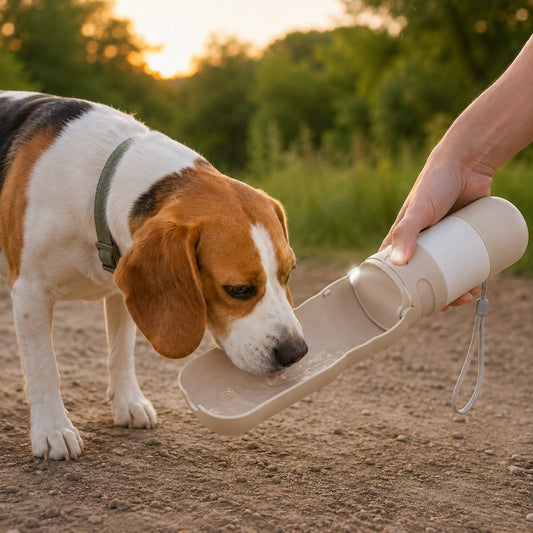 Portable Dog Water Bottle with Foldable Bowl & LED Light
