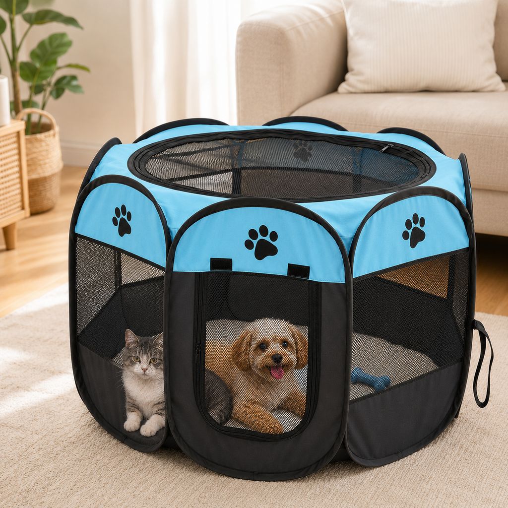 Portable Dog Playpen, Foldable with Carry Bag for Travel & Camping