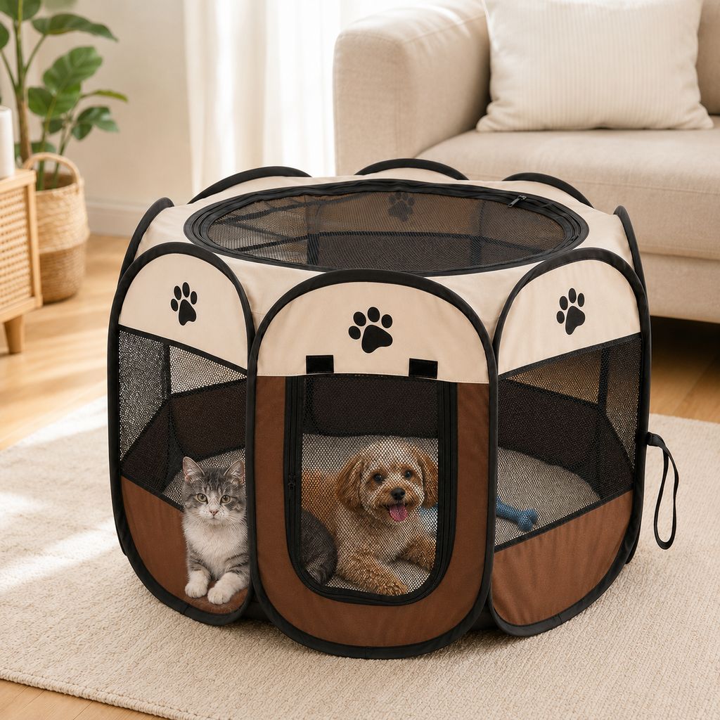 Portable Dog Playpen, Foldable with Carry Bag for Travel & Camping