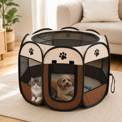 Portable Dog Playpen, Foldable with Carry Bag for Travel & Camping