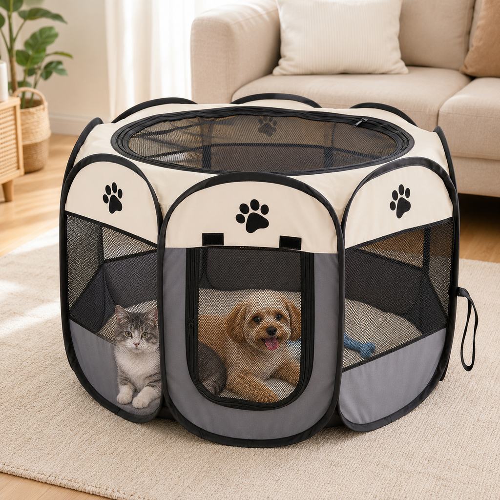 Portable Dog Playpen, Foldable with Carry Bag for Travel & Camping