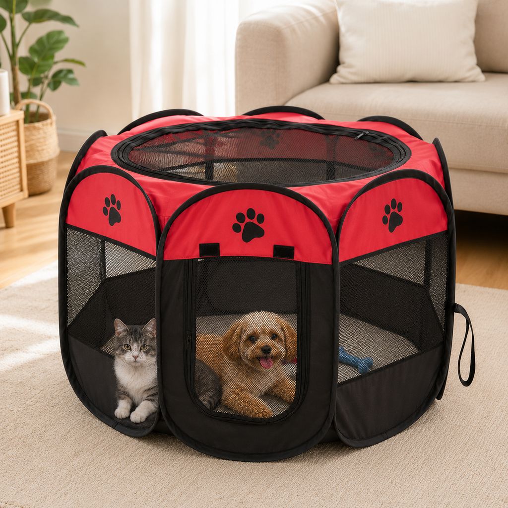 Portable Dog Playpen, Foldable with Carry Bag for Travel & Camping