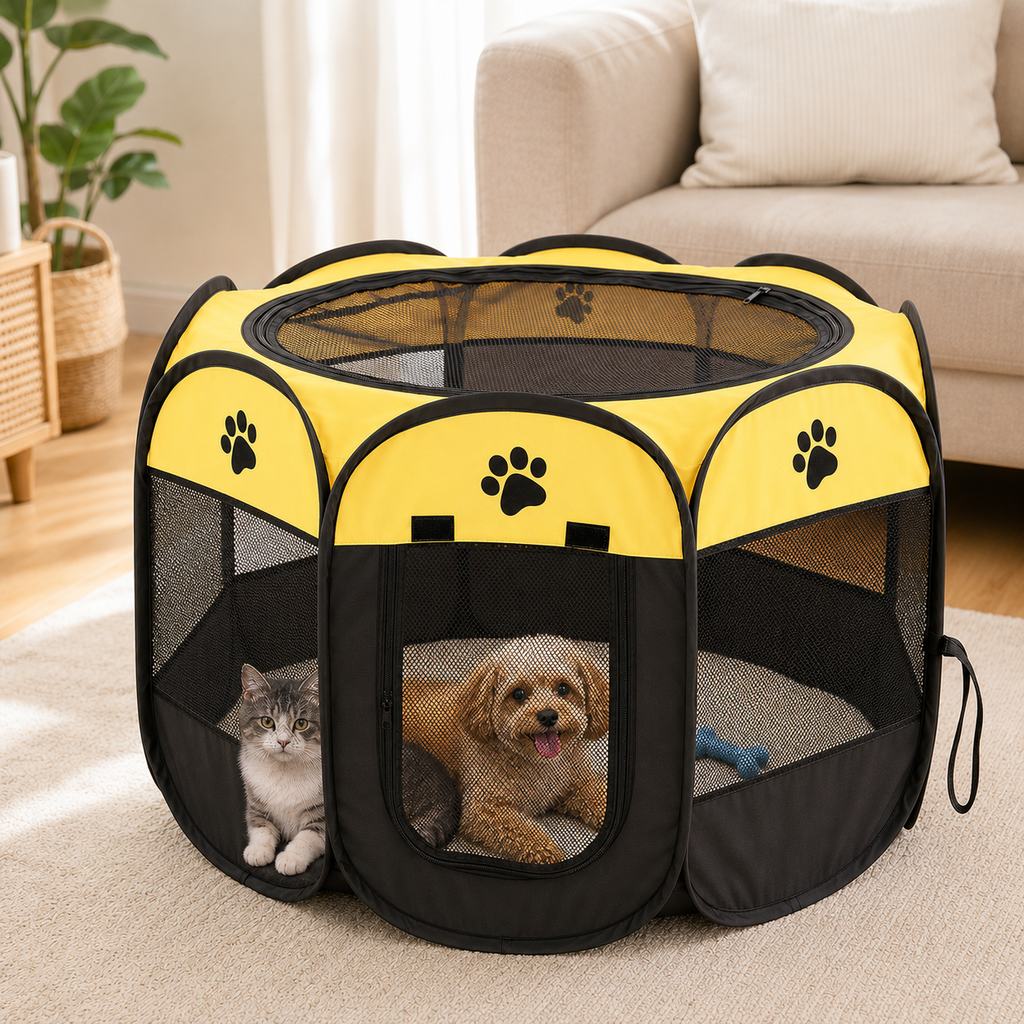 Portable Dog Playpen, Foldable with Carry Bag for Travel & Camping