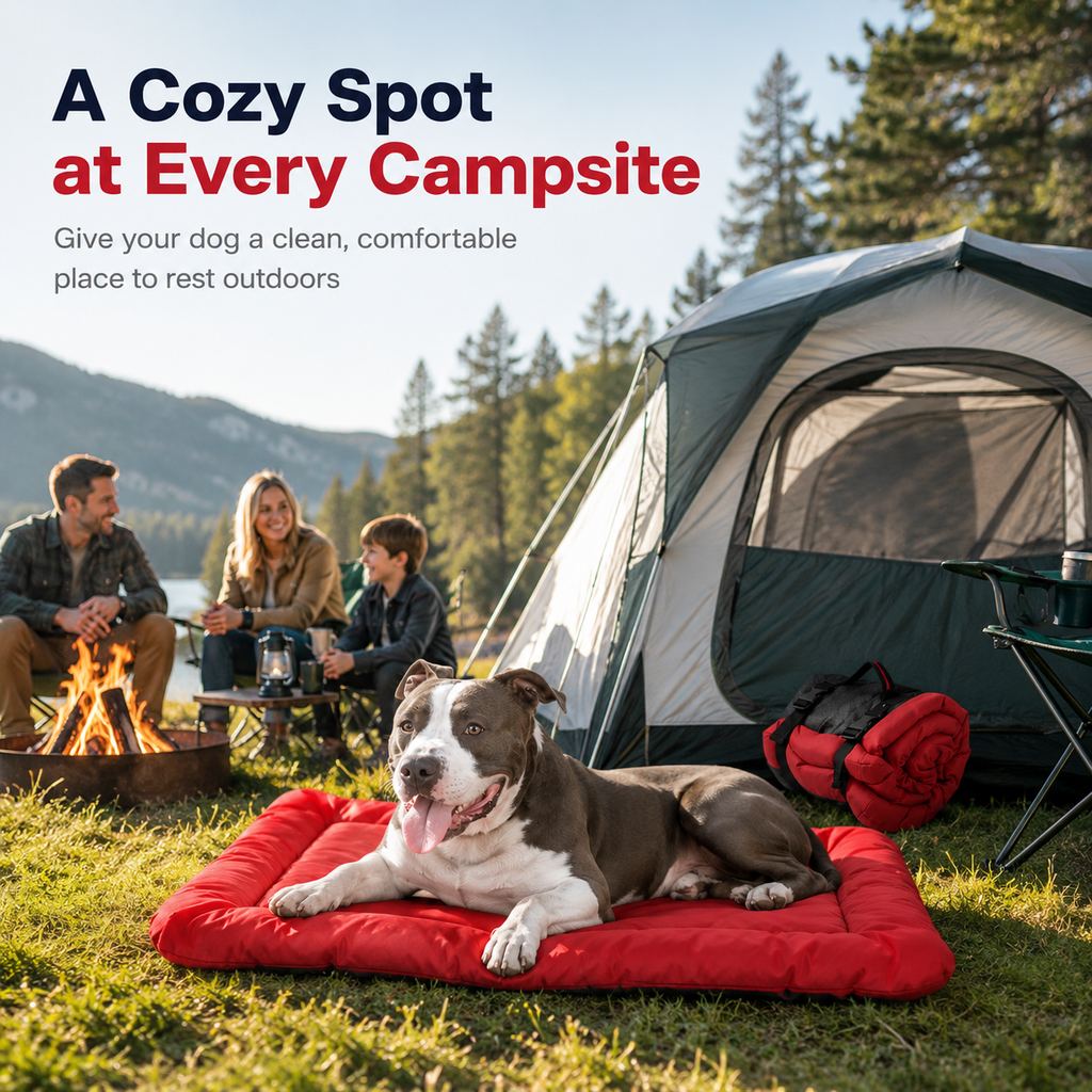 Portable Dog Bed for Camping & Car Travel, Roll-Up Mat