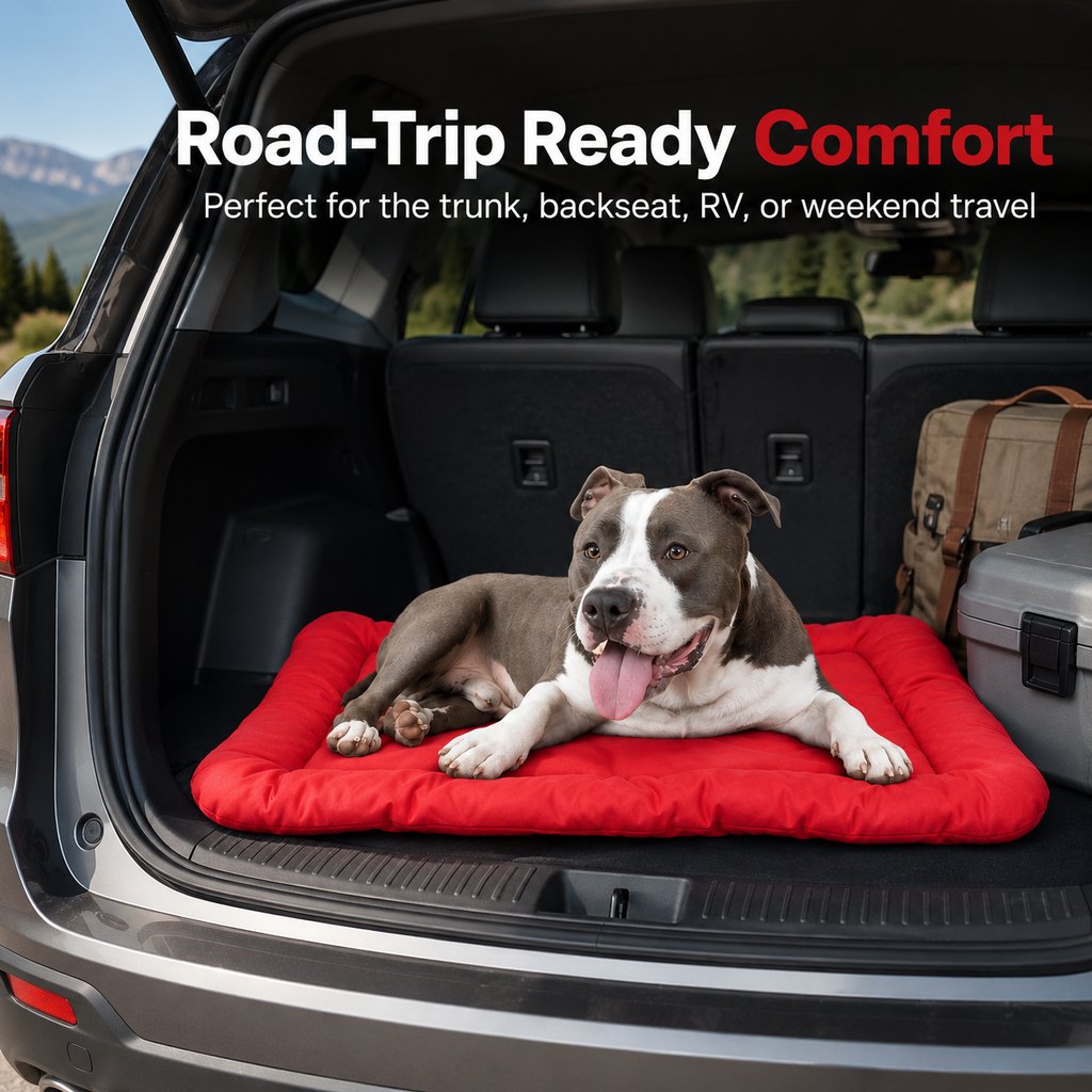 Portable Dog Bed for Camping & Car Travel, Roll-Up Mat