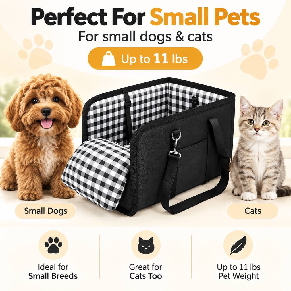 Console Dog Car Seat for Small Dogs & Cats Up to 11 lb