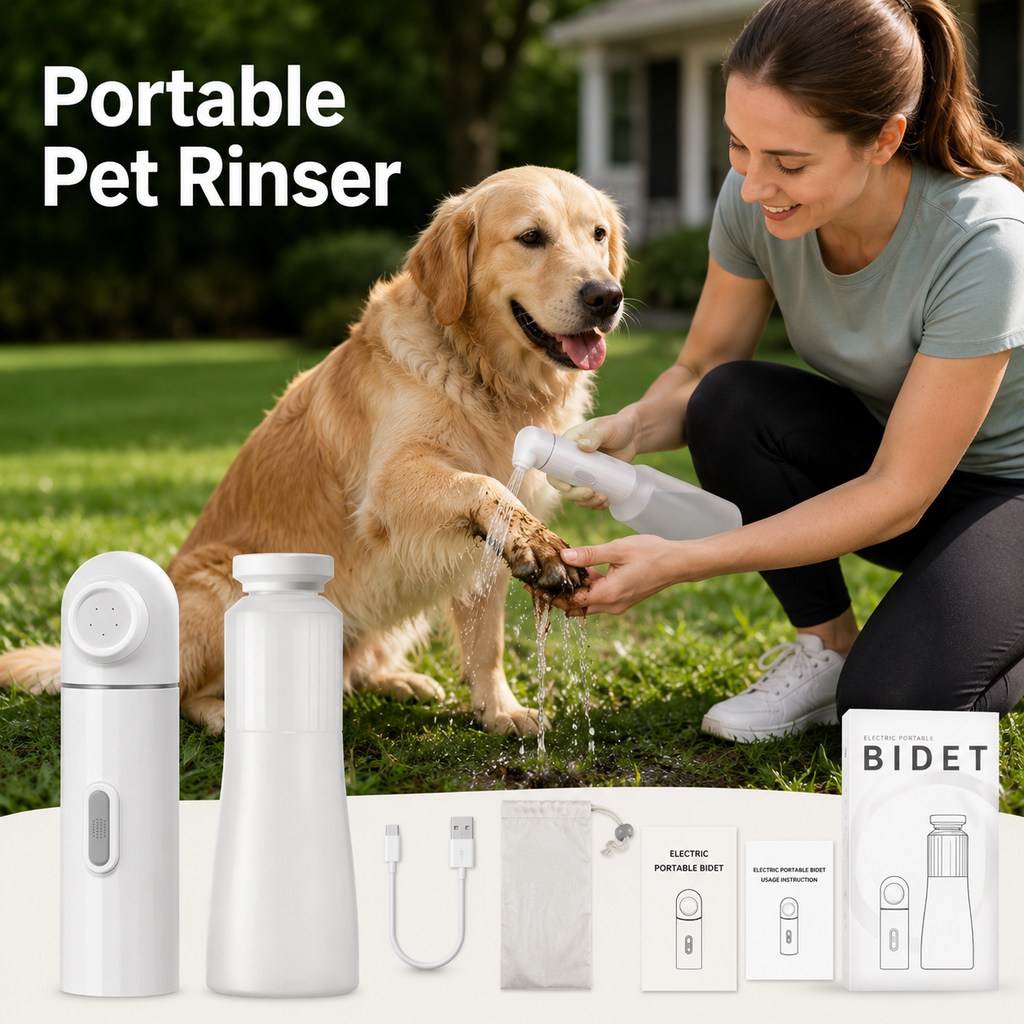 Portable Dog Paw Washer, Rechargeable Rinser for Muddy Paws