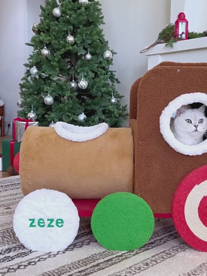 Christmas Reindeer Train Cat Tree