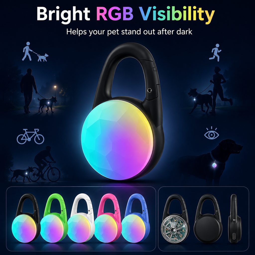 Dog Collar Light, Rechargeable Clip-On LED for Night Walks