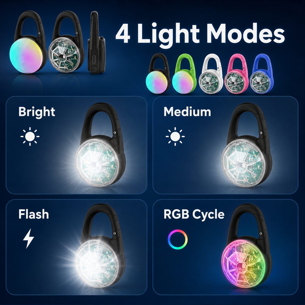 Dog Collar Light, Rechargeable Clip-On LED for Night Walks
