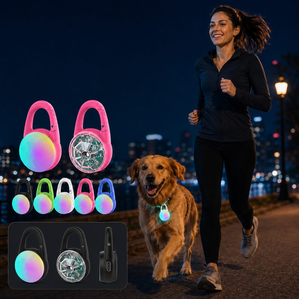 Dog Collar Light, Rechargeable Clip-On LED for Night Walks