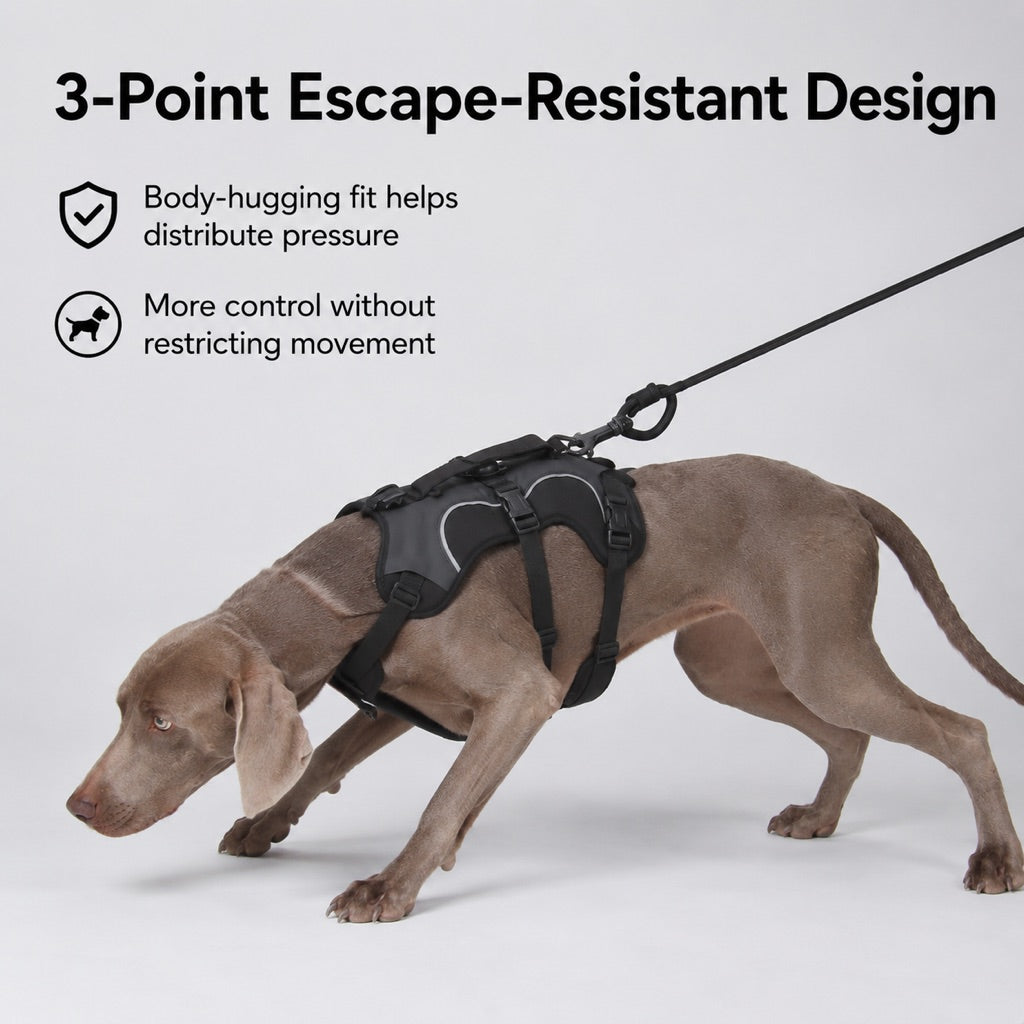 AirTag-Compatible Escape-Resistant Harness for Dogs That Pull