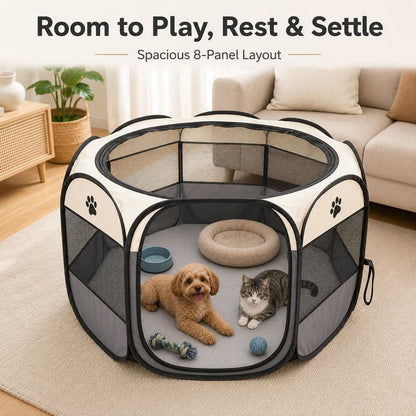 Portable Dog Playpen, Foldable with Carry Bag for Travel & Camping