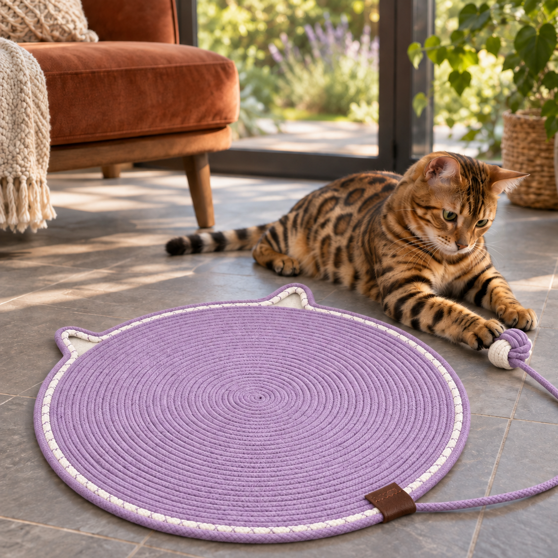 Durable Cotton Rope Cat Scratching Mat for Cozy Lounging