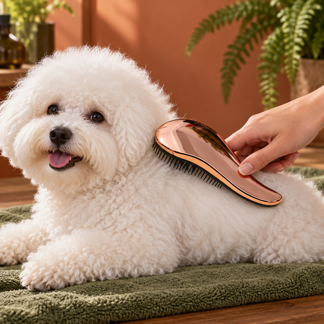 Gentle Deshedding Rake Brush for Tidy, Lighter Coats