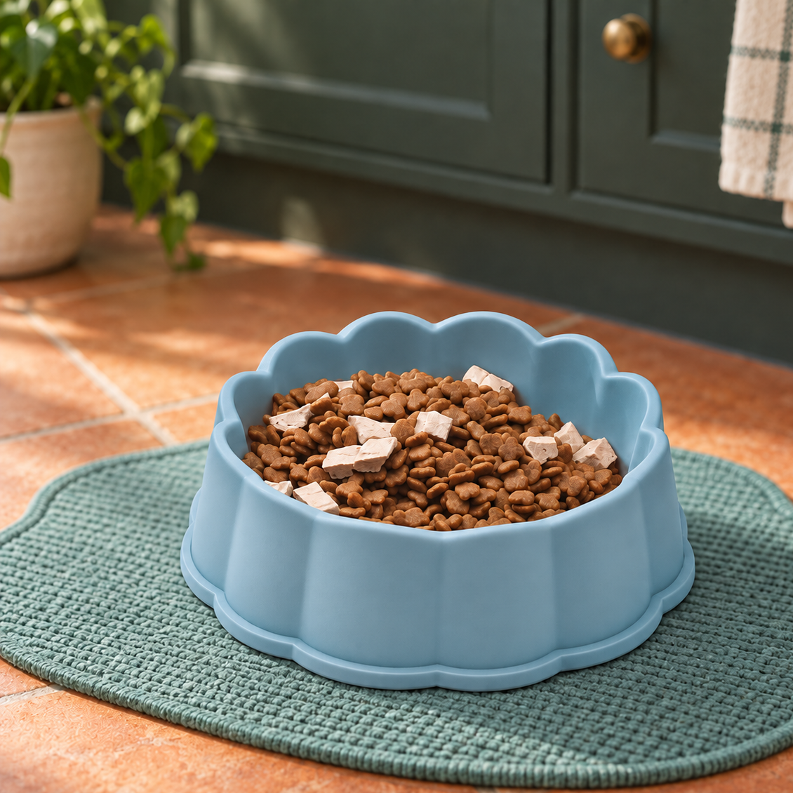 Stylish Scalloped Pet Bowl for Charming Food & Water Time