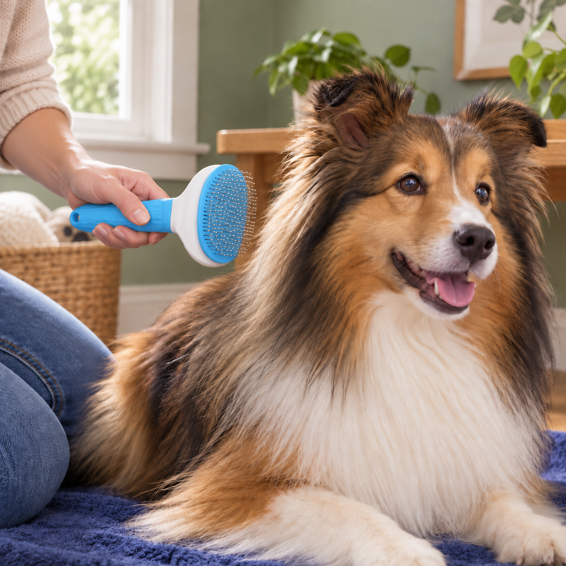 Gentle Self-Cleaning Slicker Brush for Smooth, Shiny Coats