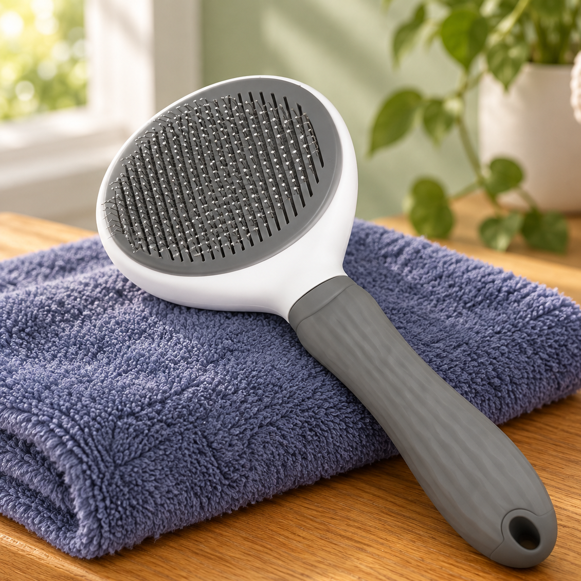 Gentle Self-Cleaning Slicker Brush for Smooth, Shiny Coats