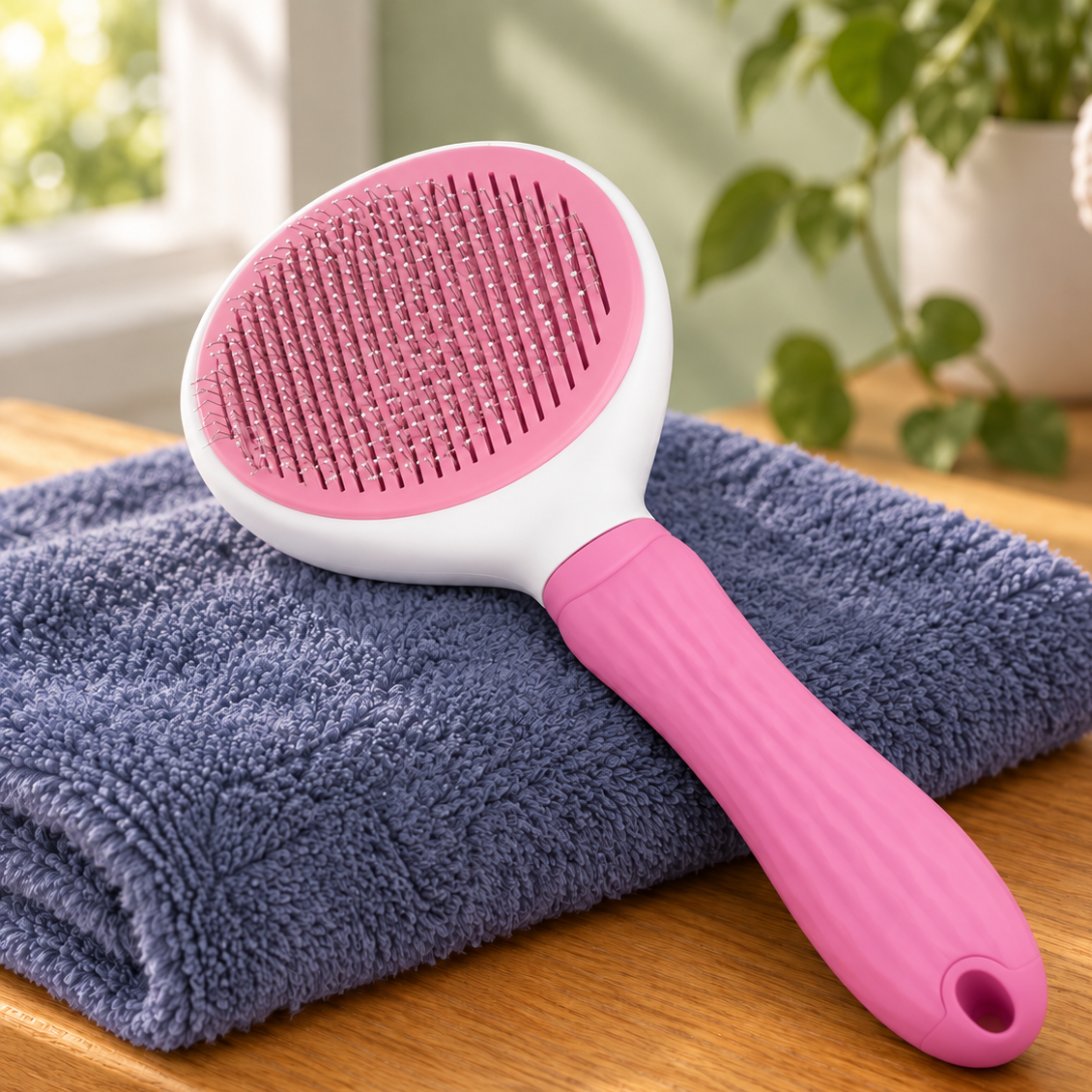 Gentle Self-Cleaning Slicker Brush for Smooth, Shiny Coats