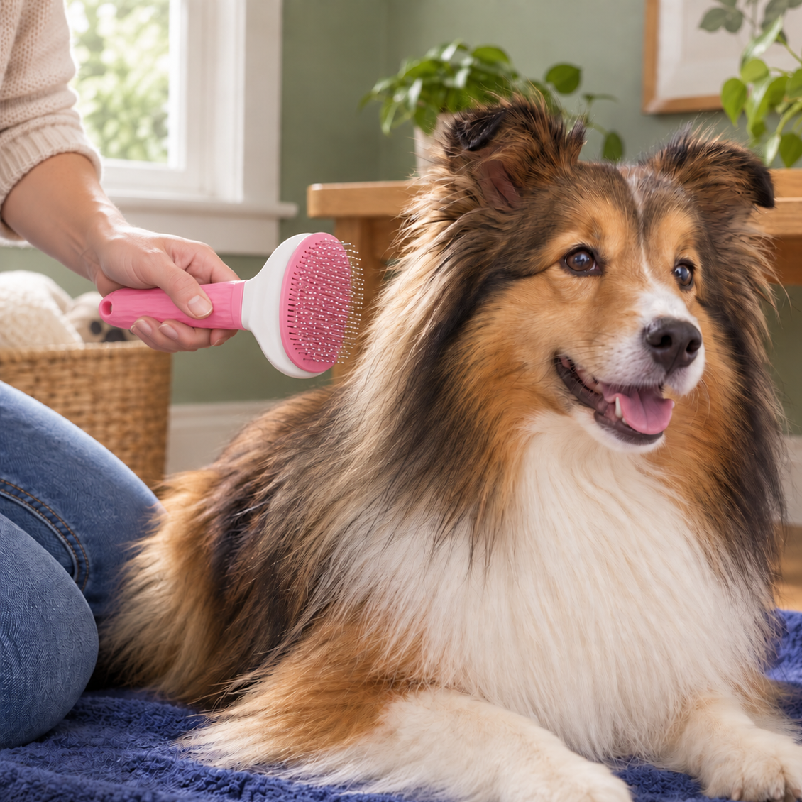 Gentle Self-Cleaning Slicker Brush for Smooth, Shiny Coats
