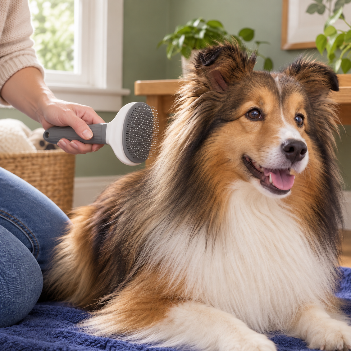 Gentle Self-Cleaning Slicker Brush for Smooth, Shiny Coats