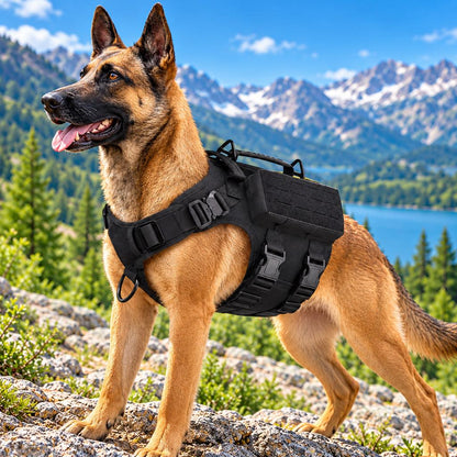 Tactical Dog Harness for Large Dogs, Hiking & Training Vest