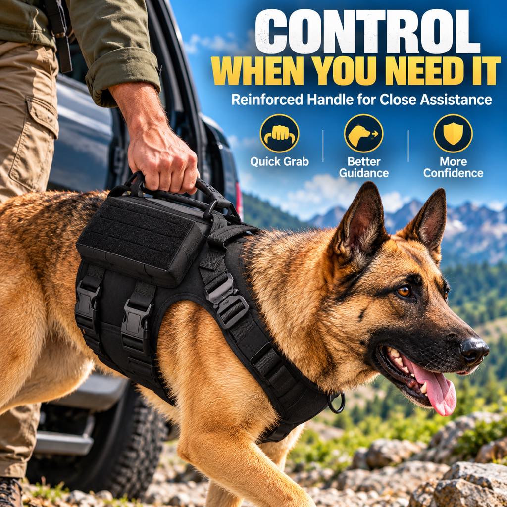 Tactical Dog Harness for Large Dogs, Hiking & Training Vest