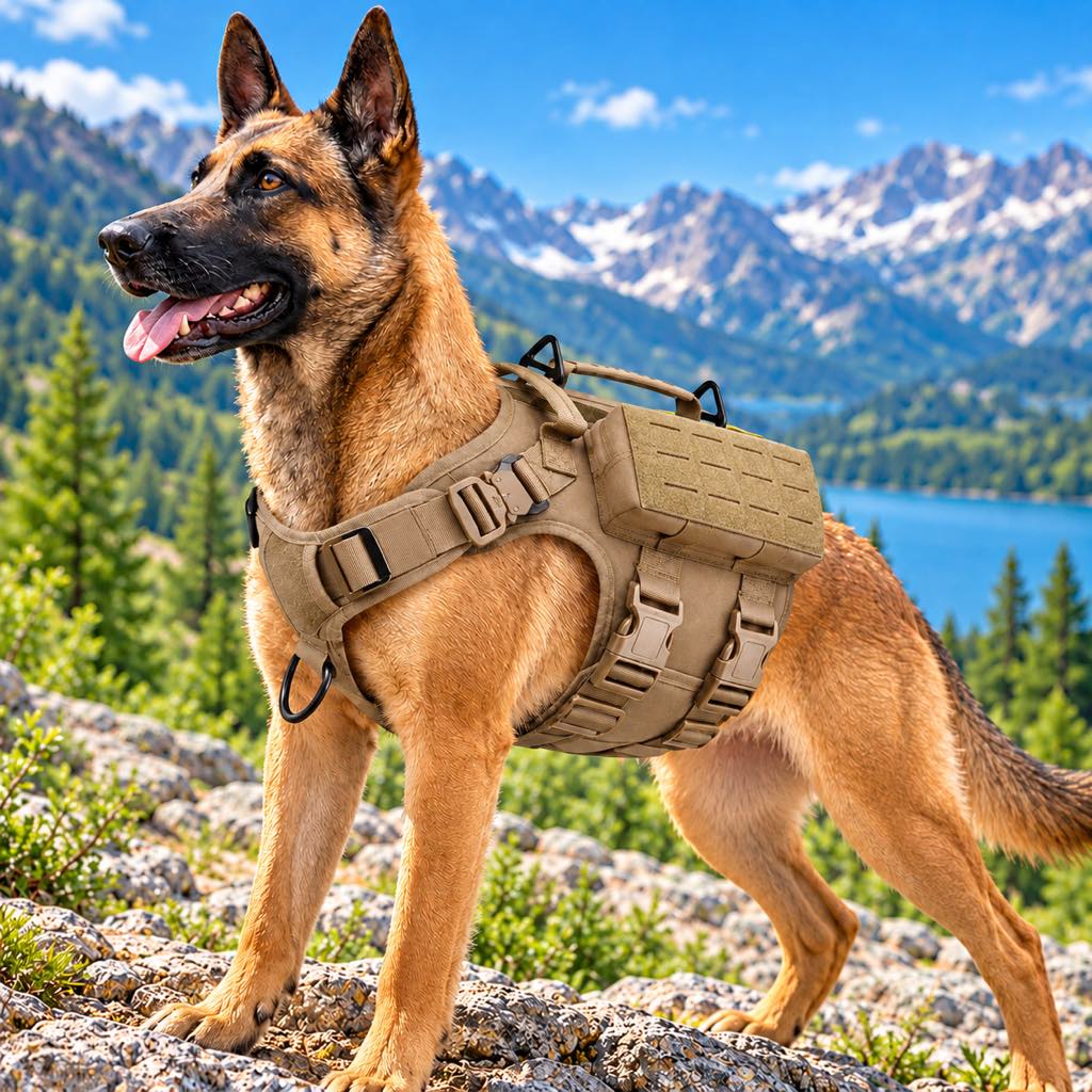 Tactical Dog Harness for Large Dogs, Hiking & Training Vest