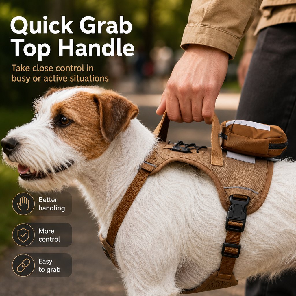 Tactical Dog Harness with Storage Pouch for Daily Walks