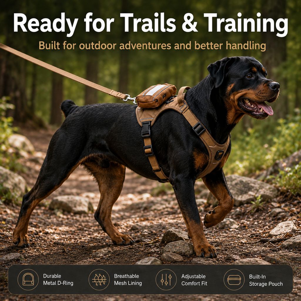 Tactical Dog Harness with Storage Pouch for Daily Walks