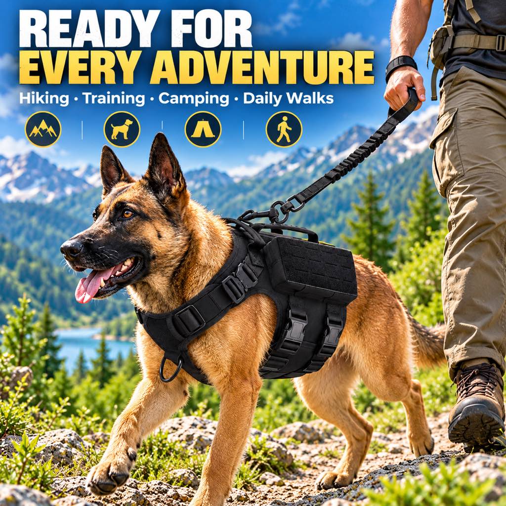 Tactical Dog Harness for Large Dogs, Hiking & Training Vest