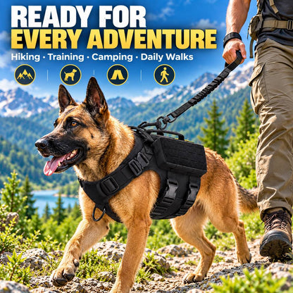 Tactical Dog Harness for Large Dogs, Hiking & Training Vest